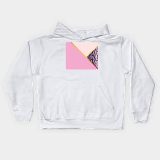 Abstract snake print, color blocking pink Kids Hoodie